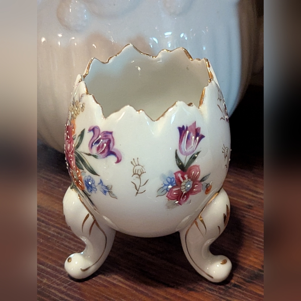 Floral Egg-Shaped Ceramic Vase